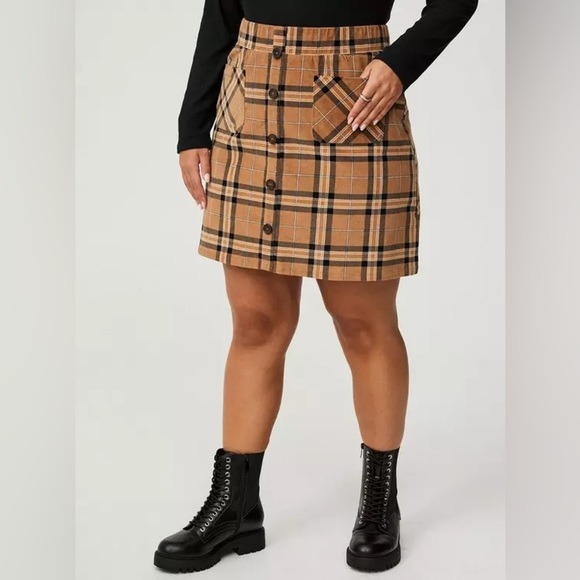 torrid Dresses & Skirts - Torrid Brown Mini Corduroy Button-Front Skirt Plus Size 4X/26W | Fall Plaid